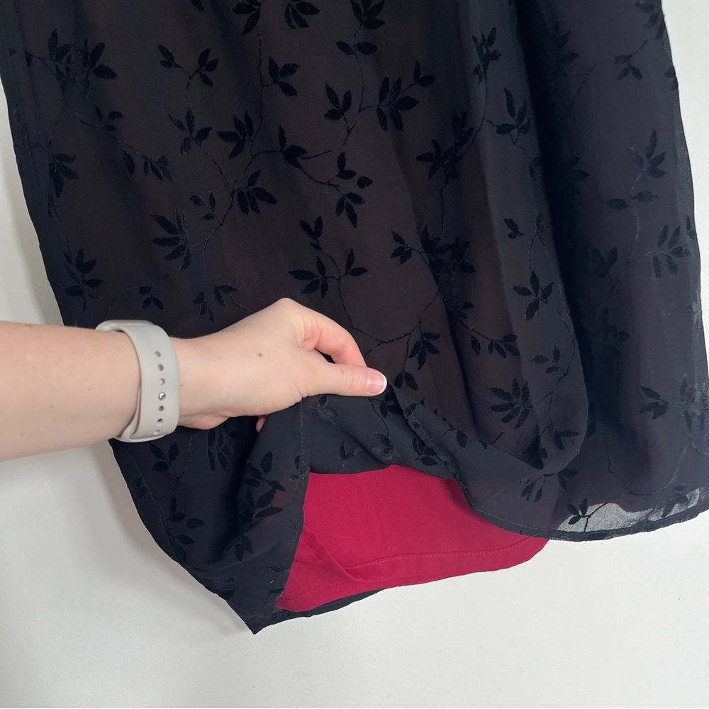Harold's Black Vintage Sheath Velvet Slip Sheer Midi Dress - Picture 4 of 8